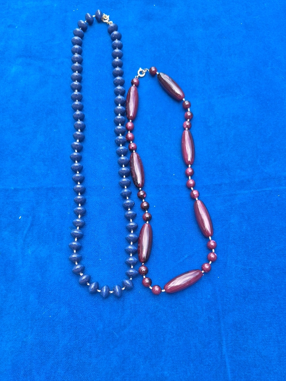 Blue and Burgundy Beaded Women's Necklace